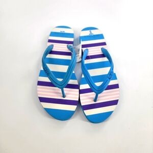 Coach Clementine Azure Blue Striped Rubber Flip‎ Flops Size 9